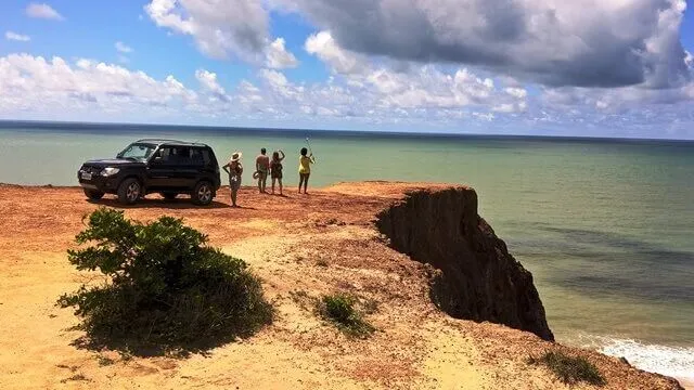 Coqueirinho viewpoint, from a 4x4 Jeep Above the cliffs of Coqueirinho, southern coast of Paraíba